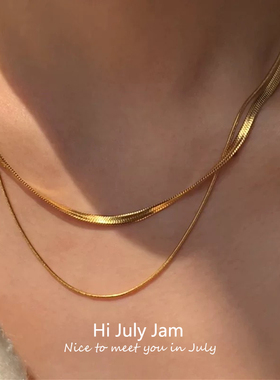 双层叠戴蛇骨链项链女