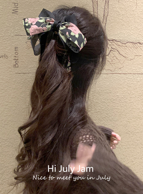 韩系碎花蝴蝶结飘带香蕉夹！