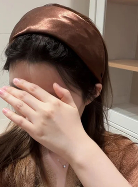 水晶缎！老钱棕艺术生高颅顶发箍带齿防滑洗脸发卡女日常外戴头箍