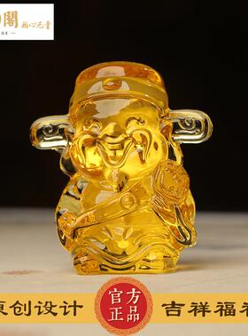 复古财神主题琉璃摆件适用于玄关电视柜的创意桌面摆设 开业乔迁