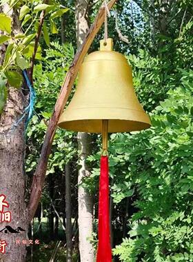 民俗老物件打铃铁钟门铃风铃学校铸铁铃铛花园手摇钟影视道具摆件