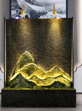 简约水幕墙流水庭院室外客厅假山喷泉公司玄关水景鱼池风水轮摆件