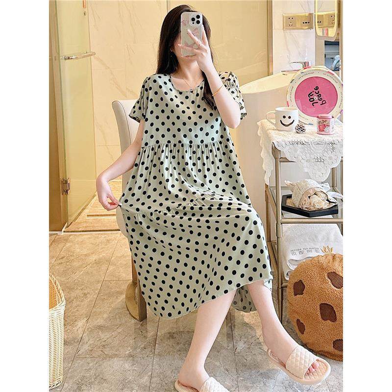 新款棉绸睡裙女春秋夏季薄款睡衣家居裙高级感甜美短袖绵绸裙大码,淘宝优惠券,粉丝福利购,淘宝优惠卷