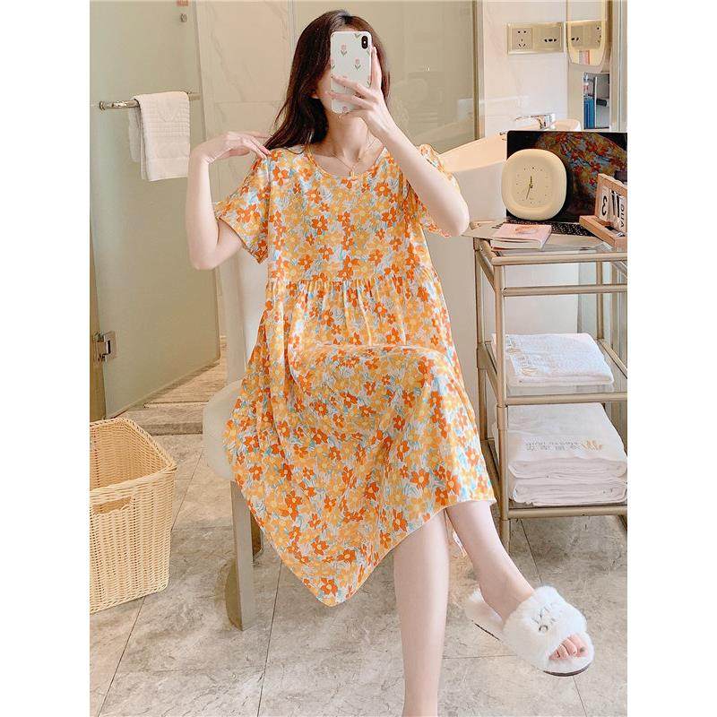 新款棉绸睡裙女春秋夏季薄款睡衣家居裙高级感甜美短袖绵绸裙大码,淘宝优惠券,粉丝福利购,淘宝优惠卷