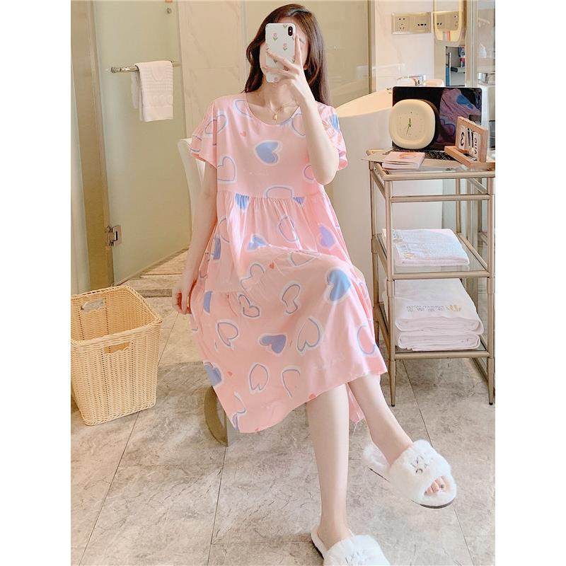 新款棉绸睡裙女春秋夏季薄款睡衣家居裙高级感甜美短袖绵绸裙大码,淘宝优惠券,粉丝福利购,淘宝优惠卷
