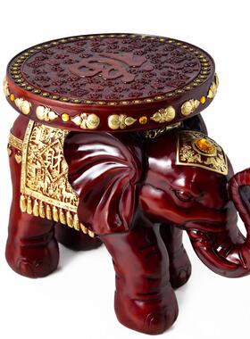 大象凳子换鞋板凳仿红木工艺品招财摆件门口客厅家用新居乔迁礼物