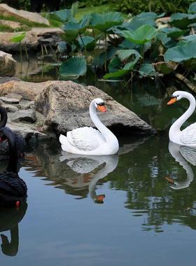 户外池塘庭院鸭子仿真鸳鸯树脂装饰摆件花园鱼池水景浮水天鹅造景