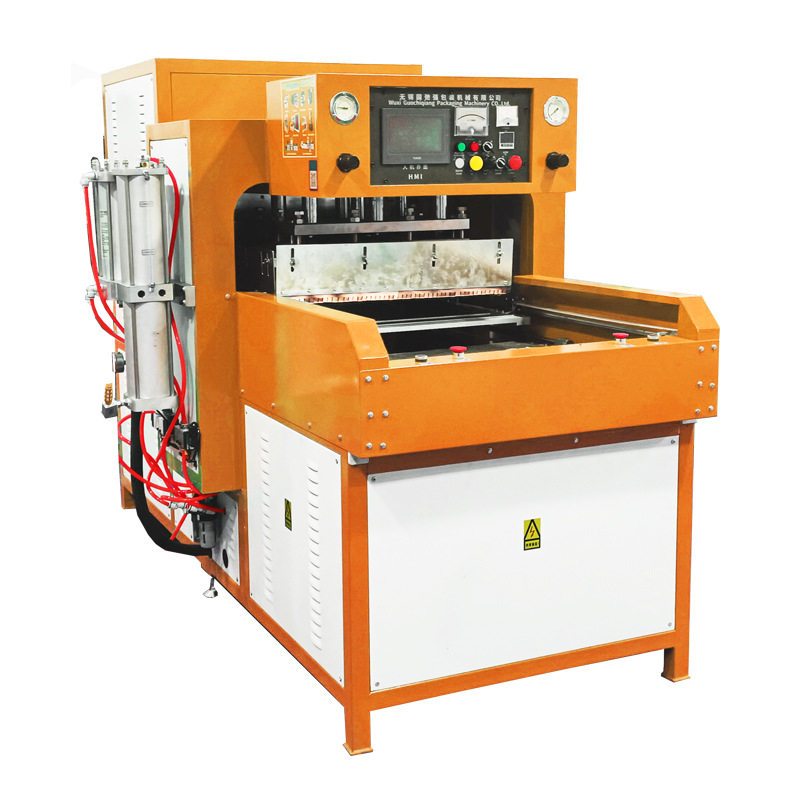 Electric vehicle helmet lining high frequency heat press machine High frequency sponge embossing synchronous fuse machine 15KW high frequency machine