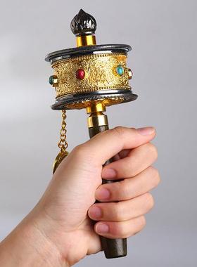 藏族特色手摇工艺品旅拍道具纪念品上下双轴承解压转轮静心手持件