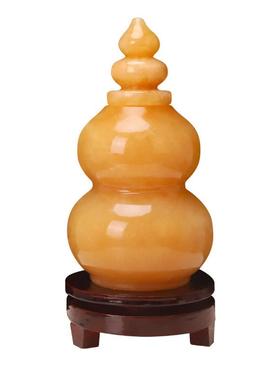 天然黄玉空心葫芦开 口玉葫芦摆件开 业乔迁礼品福禄客厅玄关装饰