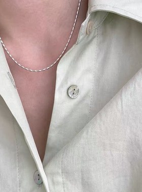 荒原计划简约叠戴项链女米粒橄榄珠锁骨链镀真金纯链时尚轻奢百搭