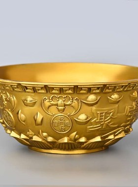 实心铜聚宝盆摆件铜盆铜碗聚宝盆米缸招家居财客厅店铺开业礼品