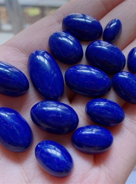 8月5天然青金石戒面长椭圆裸石镶嵌编绳绕线戒指吊坠耳坠手链