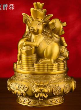 黄铜猴鼠龙三合生肖摆件贵人三合局兔猪羊马虎狗蛇牛鸡办公室客厅