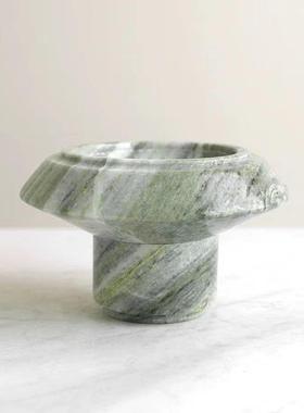 现代欧式轻奢绿色天然大理石置物水果盘小号客厅茶几玄关桌面摆件