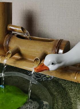 陶瓷循环流水培鱼彷竹子鱼缸流水摆件石槽水池水缸造景装饰配件大