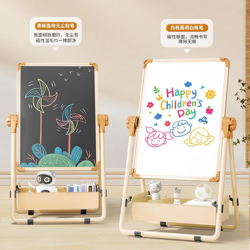 Japan imported children's drawing board household magnetic bracket type double-sided teaching blackboard baby graffiti whiteboard
