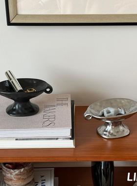 林与/覆古双耳高级感香薰托 托盘陶瓷玄关首饰桌面摆件家居收纳盘