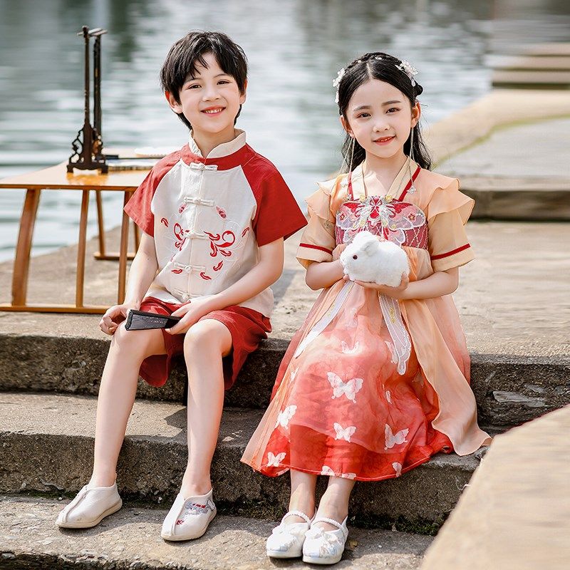 儿童汉服夏季男童女童古装表演服唐装中国风幼儿园六一演出服班服,淘宝优惠券,粉丝福利购,淘宝优惠卷
