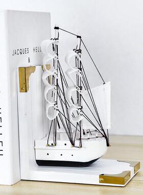 斯堪的纳维亚风格书尾书房装饰书尾创意手工书后办公室桌面帆船模