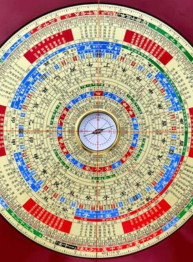 辅星堂正品9寸三合盘铜面刻字电木罗盘高精准专业罗经杨公水法盘