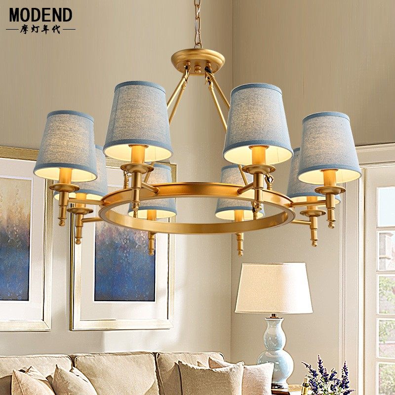 美式乡村大气客厅灯仿铜色简约大厅饭厅餐厅卧室书房金色铁艺灯具,淘宝优惠券,粉丝福利购,淘宝优惠卷