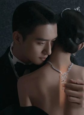 锆石项链锆石耳环套装奢华气质新娘伴娘高贵深V婚纱礼服配饰旅拍