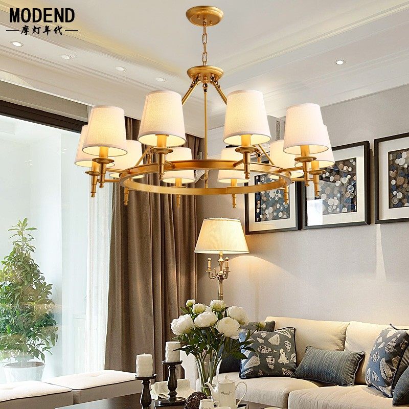 美式乡村大气客厅灯仿铜色简约大厅饭厅餐厅卧室书房金色铁艺灯具,淘宝优惠券,粉丝福利购,淘宝优惠卷