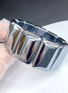 高纯太赫兹手排太硅石男士宽版手牌快速融冰磁 疗多晶硅手串饰品