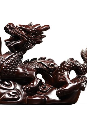 绿色木雕龙摆件十二生肖龙年送z礼家居客厅办公室装饰工艺品礼品