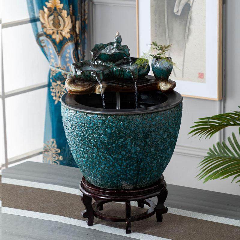 大型陶瓷流水鱼缸水缸阳台造景水循环鱼缸办公室客厅养鱼缸落地缸,淘宝优惠券,粉丝福利购,淘宝优惠卷