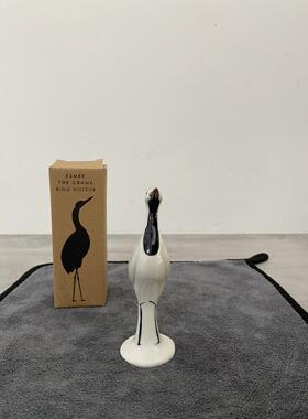 英国OL BO仙鹤动物首饰戒指架戒指陶瓷手工摆件、有真金成份上色