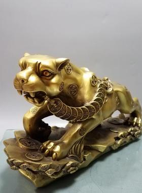 金钱豹铜摆件纯铜豹子家居高档汽车内装饰品办公室客厅招财礼品