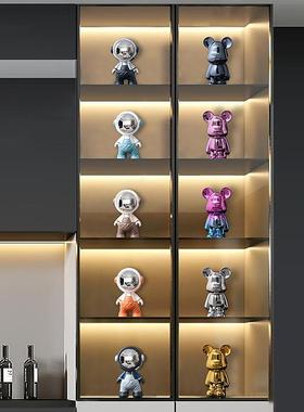 轻奢网红电镀陶瓷暴力熊电视柜酒柜客厅摆件卡通小公仔家居装饰品