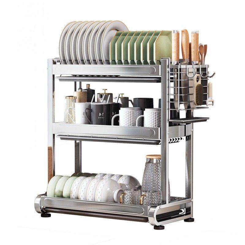家用加厚不锈钢厨房碗架沥水收纳层架多功能台面放筷盘碟置物篮碗,淘宝优惠券,粉丝福利购,淘宝优惠卷