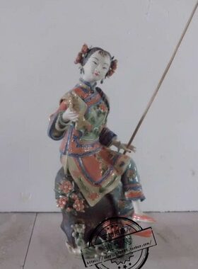 仕女陶瓷工艺品人物摆件石湾公仔家居饰品客厅办公室摆设年年有余