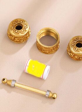 大藏禅饰 黄铜转轮项链吊坠六字男女通用西藏式鎏金挂件