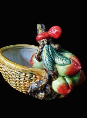 石湾公仔陶瓷花蓝果蓝糖果碟摆件茶几装饰品实用家居装饰礼品摆设