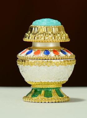 藏村迷你藏式花瓶可以装佛和财神瓶八吉祥马尼瓶文物瓶饰