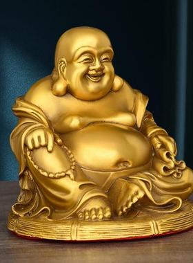 铜大肚弥勒佛开心笑佛摆件家用佛堂供奉神像黄铜弥勒菩萨摆件