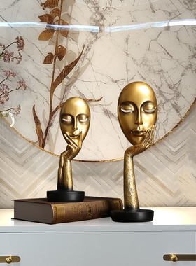 北欧轻奢面具人雕塑摆件 创意客厅电视柜酒柜装饰U艺术品桌面摆设