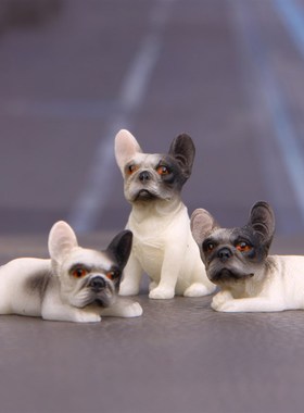 萌款小号法国斗牛犬模型法斗车韩版创意小清新摆车饰W车装饰品玩