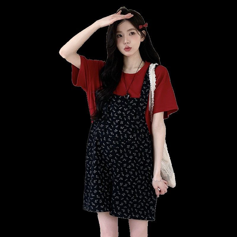 孕妇装夏款2025新款背带裤套装大码裤子韩版潮妈时尚夏季两件套潮,淘宝优惠券,粉丝福利购,淘宝优惠卷