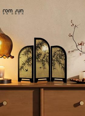 中世纪风格桌面屏风饰品法国飞燕餐具柜小画覆古客厅茶几装饰小品