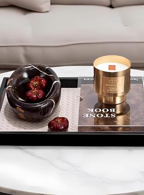 现代简约样板间客厅茶几装饰摆饰黑色果盘香薰轻奢高端托 托盘组