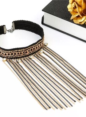 夸张流苏长款脖子饰品毛衣链表演装饰项链女拉丁锁骨链民族风配饰