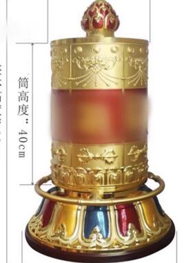 德田新款电动转轮手拉插电转筒密宗彩绘合金家用装饰转桶摆件大小