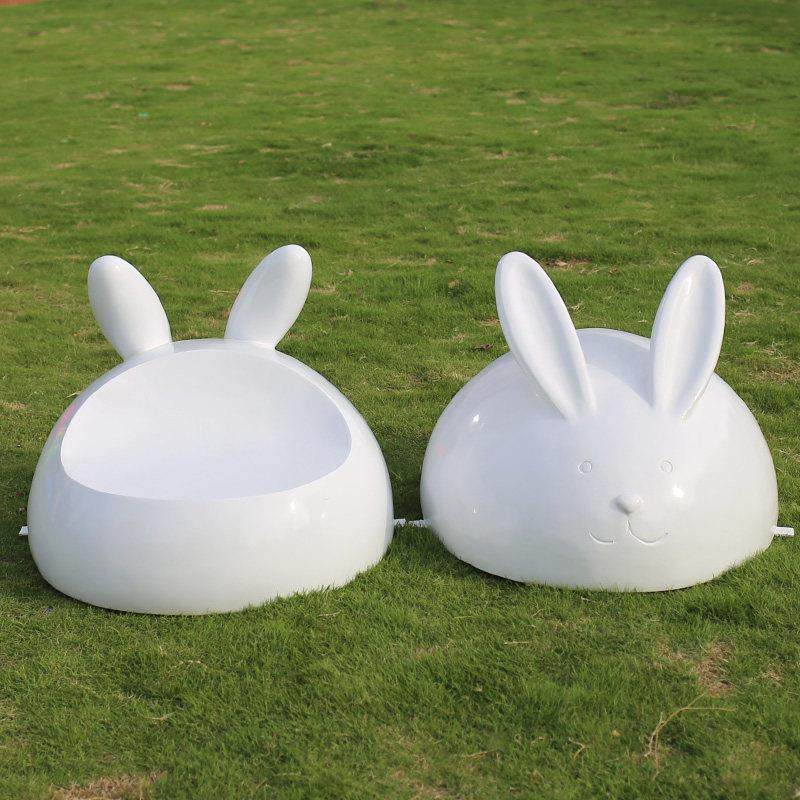 玻璃钢兔子坐凳户外卡通动物休闲座椅幼儿园装饰摆件小区草坪模型,淘宝优惠券,粉丝福利购,淘宝优惠卷