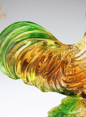 生肖公鸡琉璃小动物水晶工艺礼品摆饰吉祥物摆件生日礼物创意古风