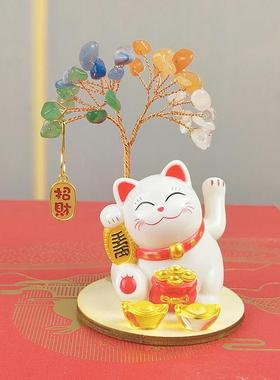 2025新款小摆件太阳能招财猫摆件自动招手车载中控台光能动力摇手